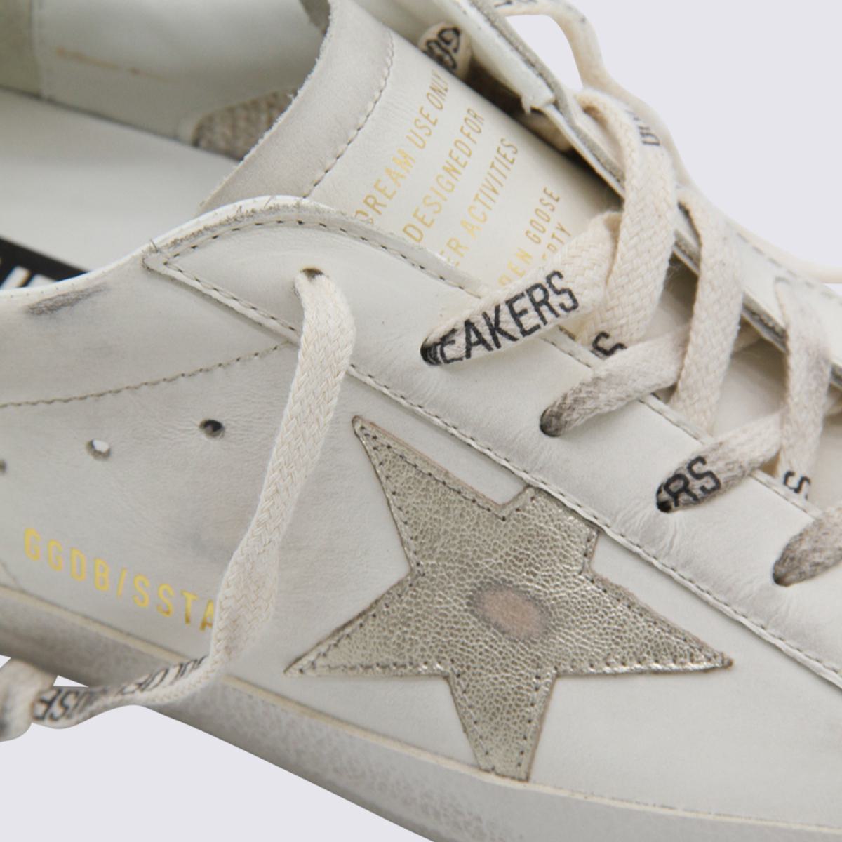Golden Goose White And Black Leather Sneakers