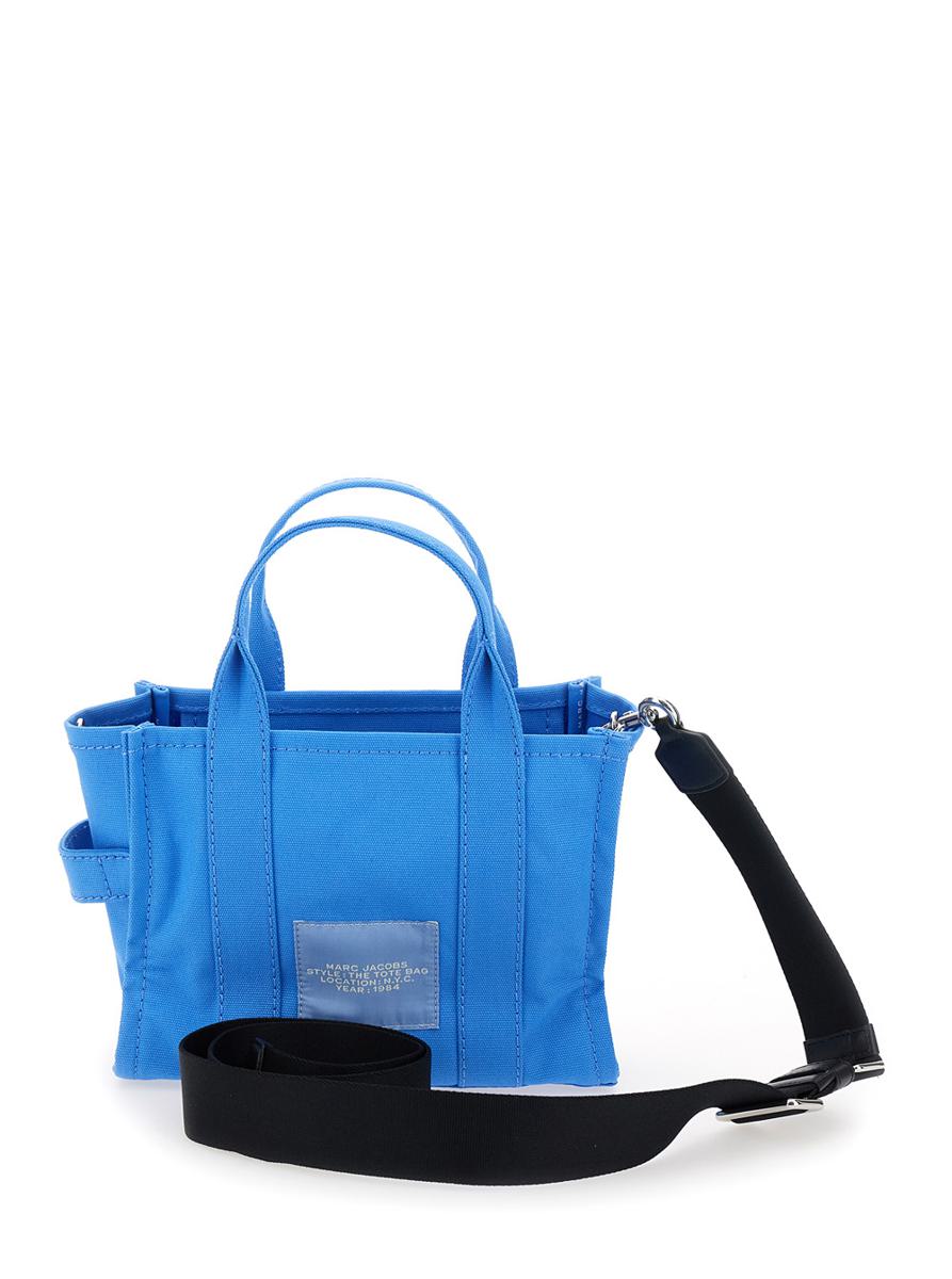 'The Small Tote Bag' Blue Handbag With Logo On The Front In Cotton Woman