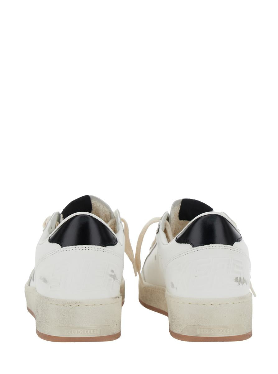 'Ballstar 2' White Low Top Sneakers With Star Patch On The Side And Laminated Heel In Leather Man