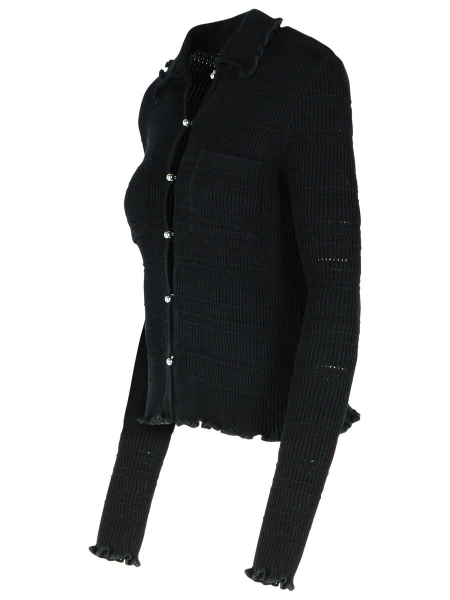 Lanvin 'Ribbed' Black Cotton Cardigan
