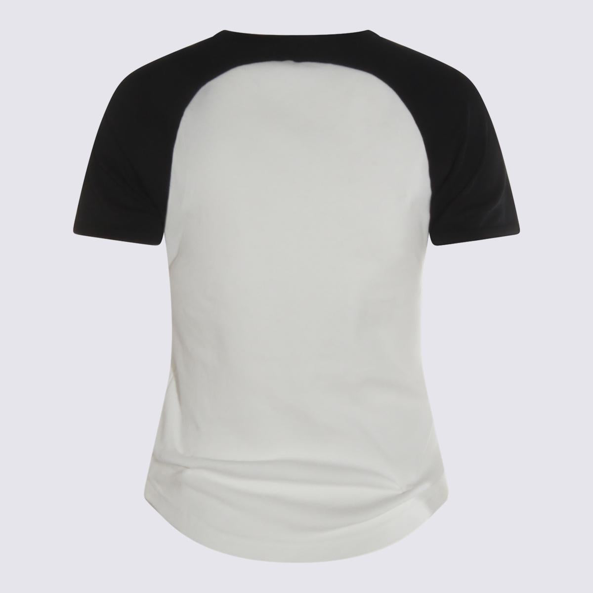 Courrèges White And Black Cotton T-Shirt