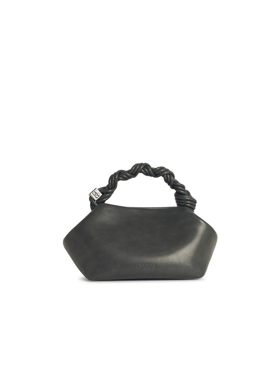 Ganni 'Bou' Small Grey Leather Blend Bag