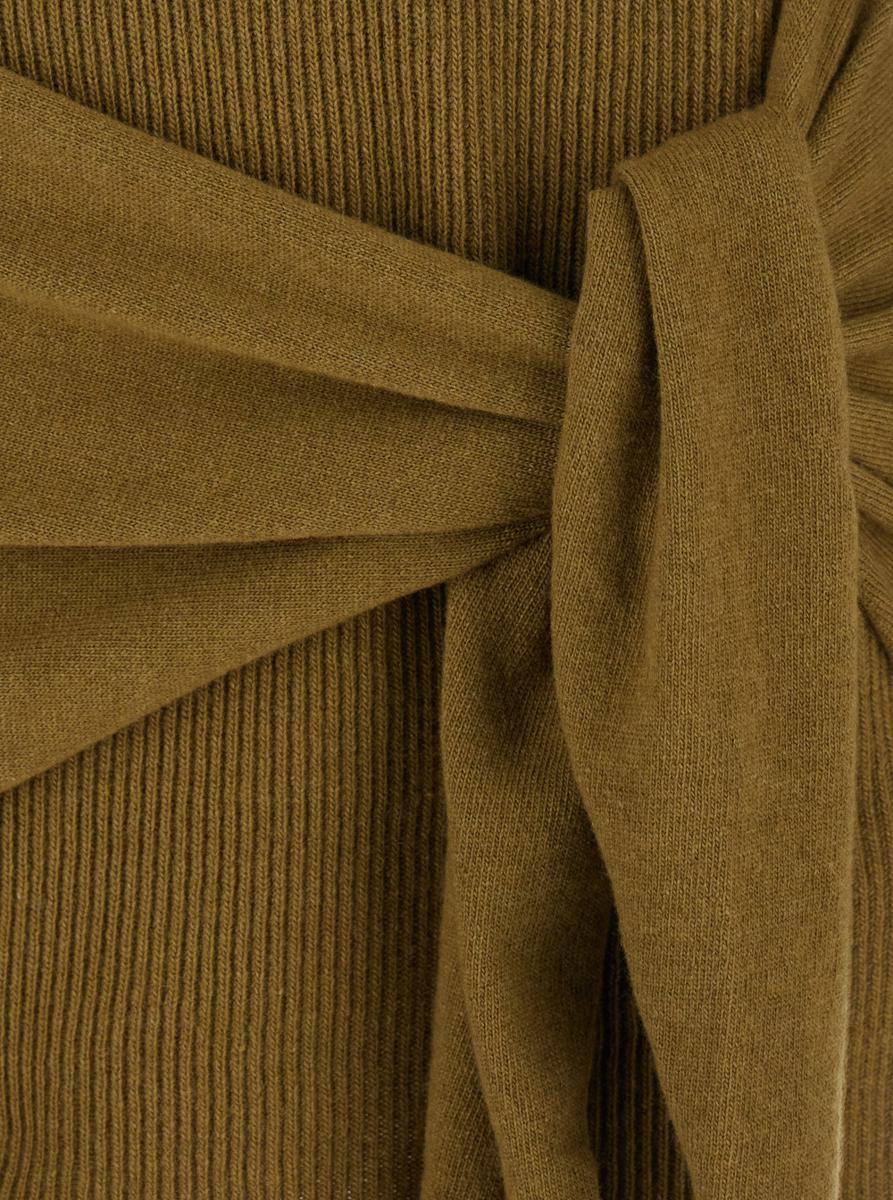 Abito Corto Misto Cashmere Con Nodo