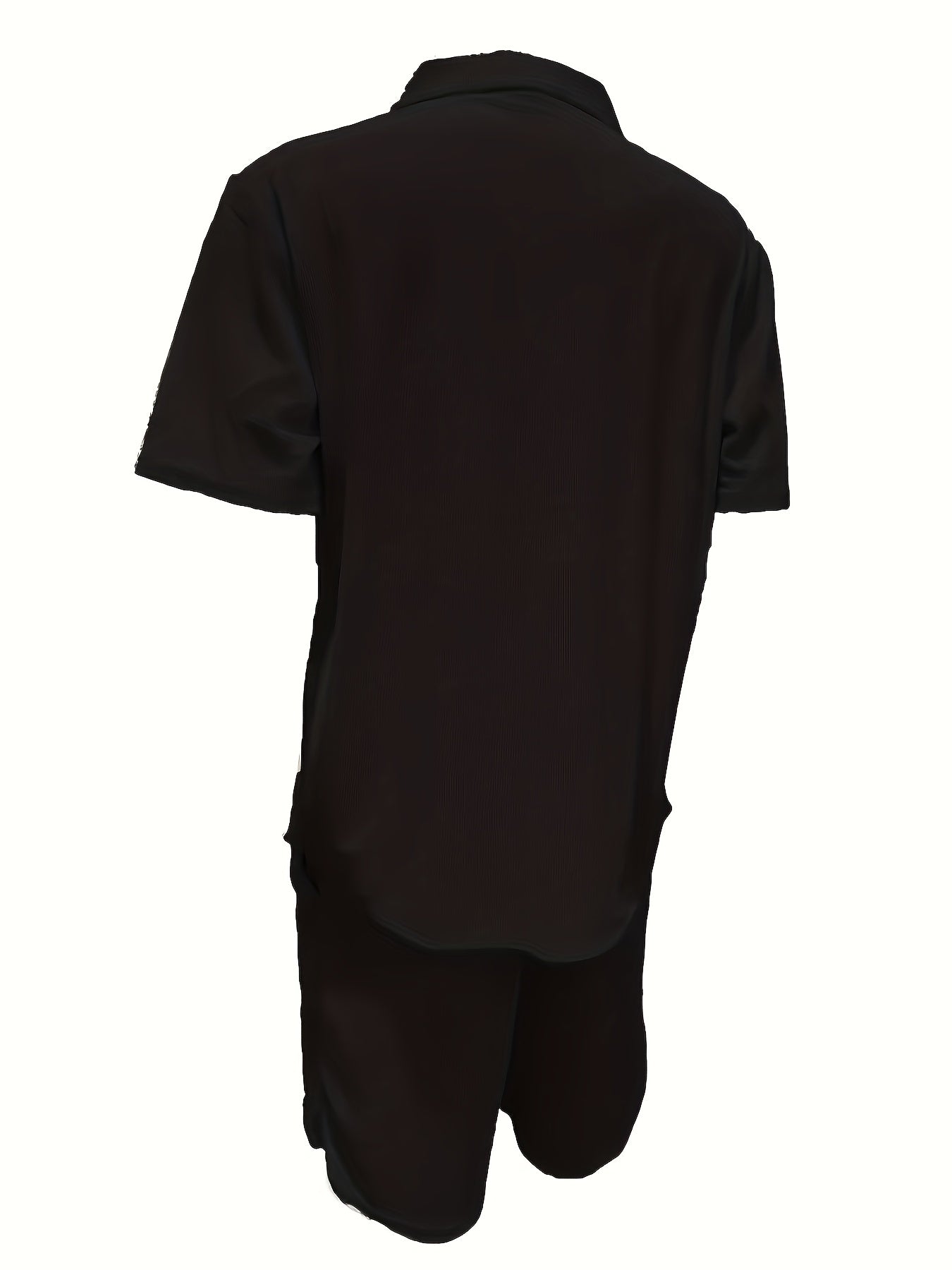 2 Peças Conjunto Casual Masculino de Verão, Camisa Manga Curta com Calça de Cordão e Tecido Não Elástico, Corte Regular para Uso Diário e Praia, Cor Sólida