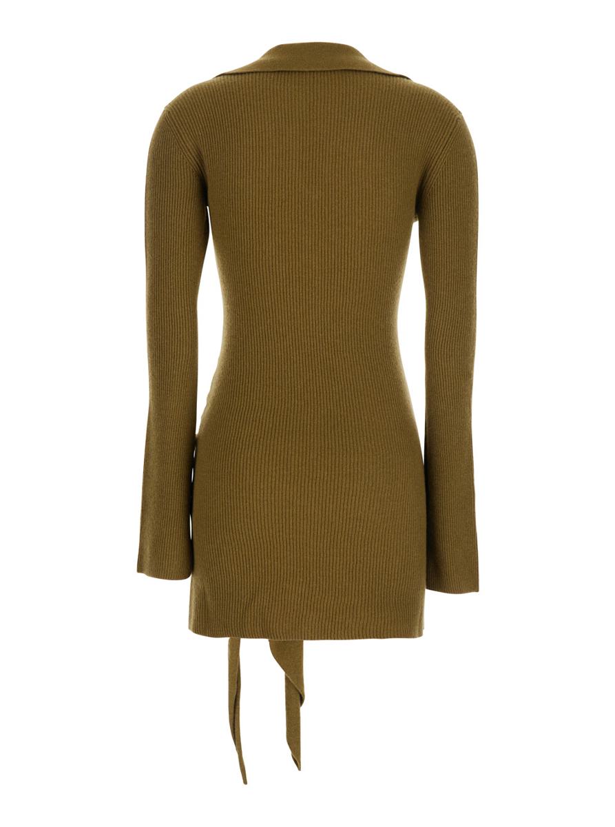 Abito Corto Misto Cashmere Con Nodo