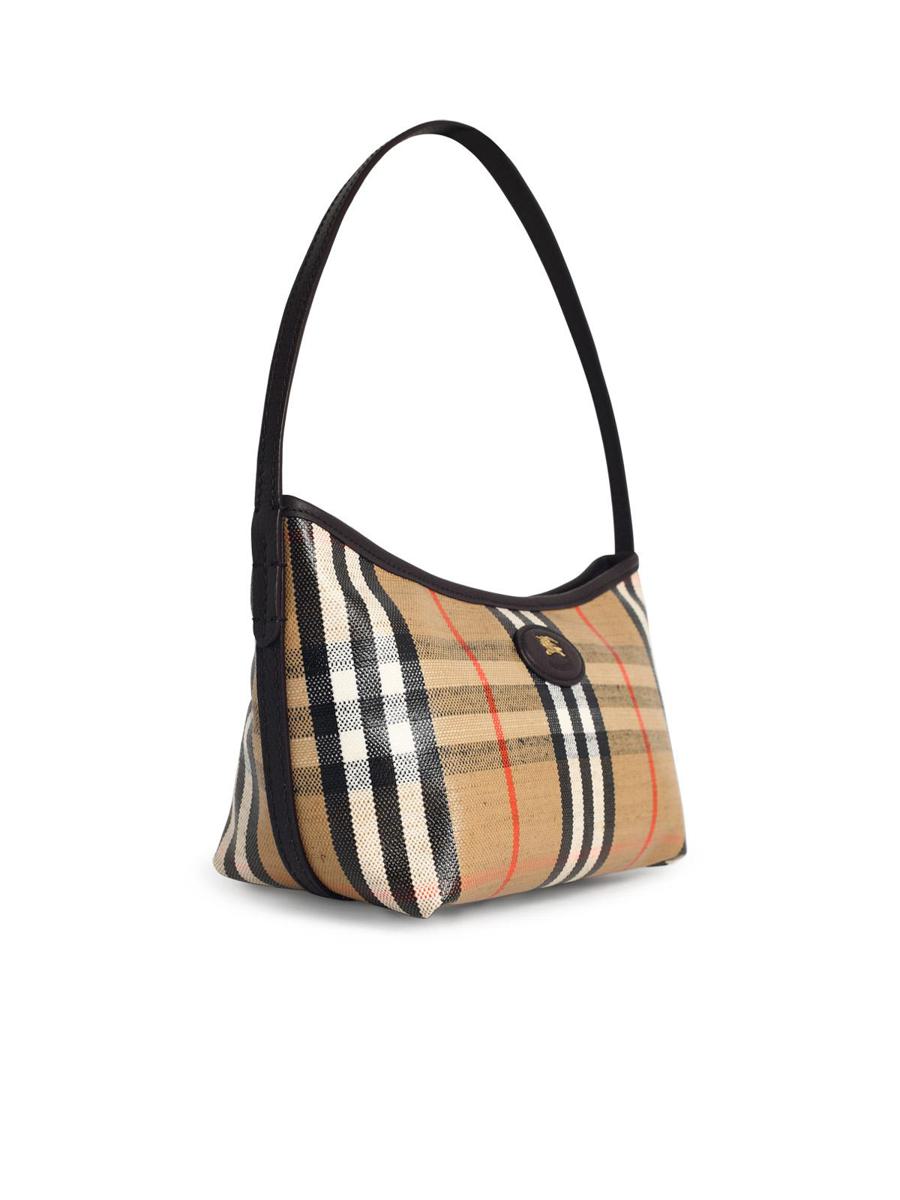 Burberry 'Highlands' Mini Shoulder Bag In Sand Cotton Blend