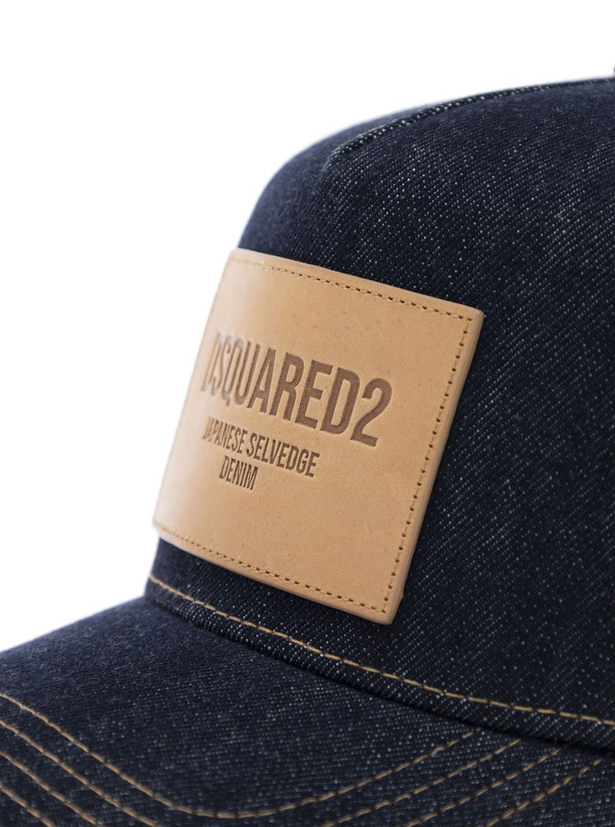 Blue Baseball Cap With Logo Patch On The Front And Logo Lettering On The Rear In Denim Man