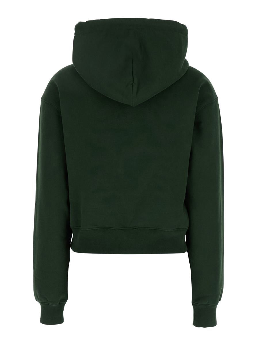 'Le Hoodie Gros Grain' Green Hoodie With Logo Patch On The Front In Cotton Woman