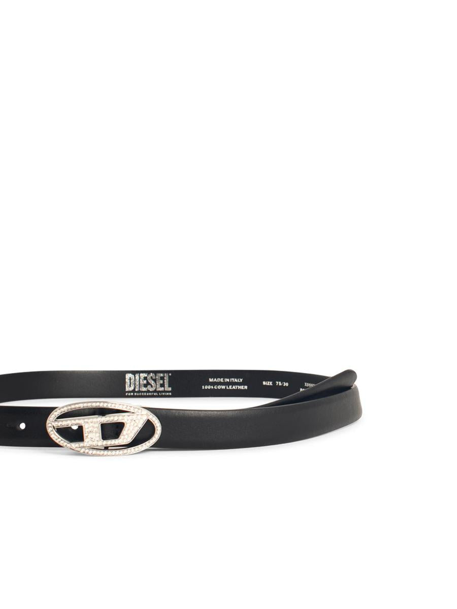 Diesel 'B-1Dr Strass 20' Black Leather Belt