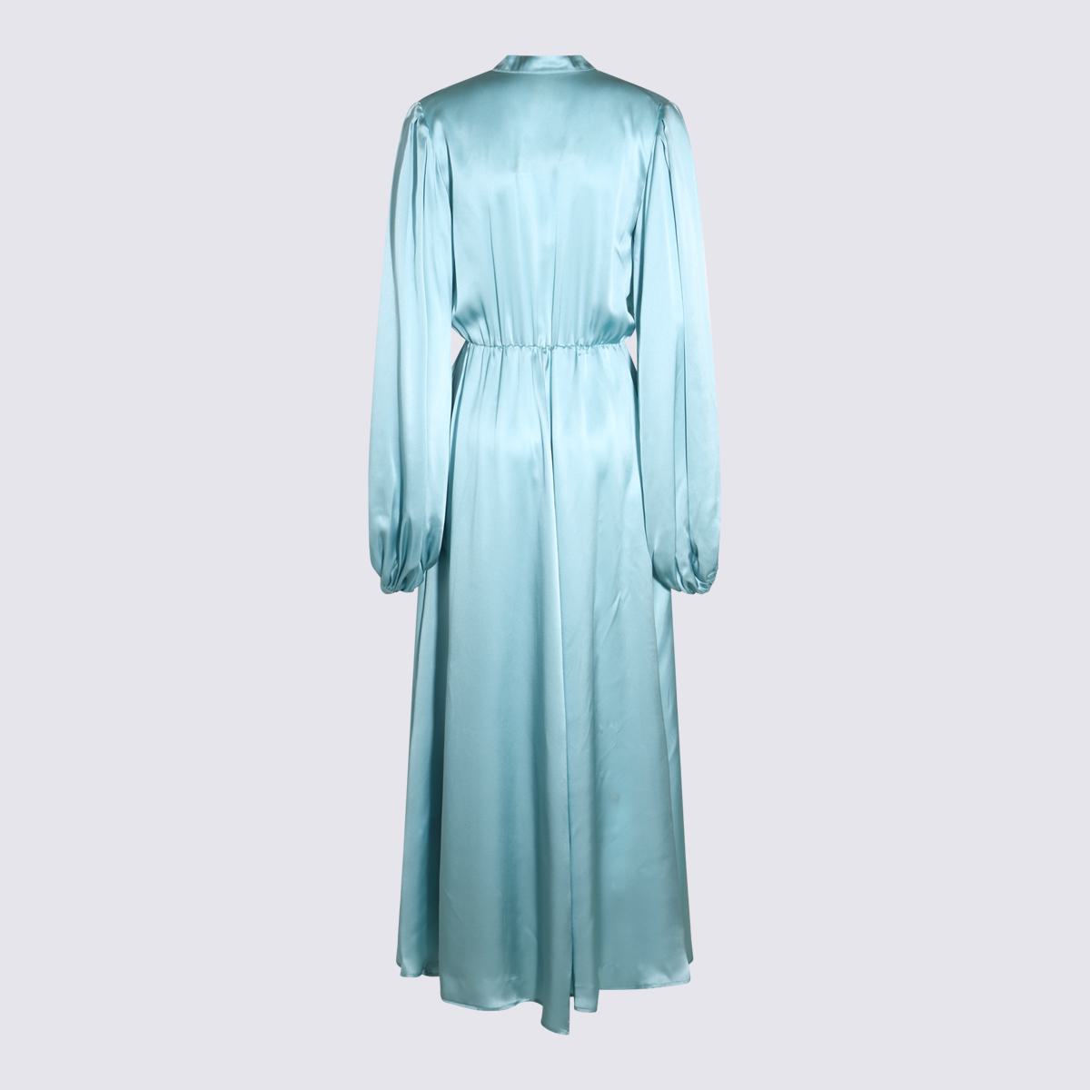 Crida Light Blue Satin Matera Long Dress