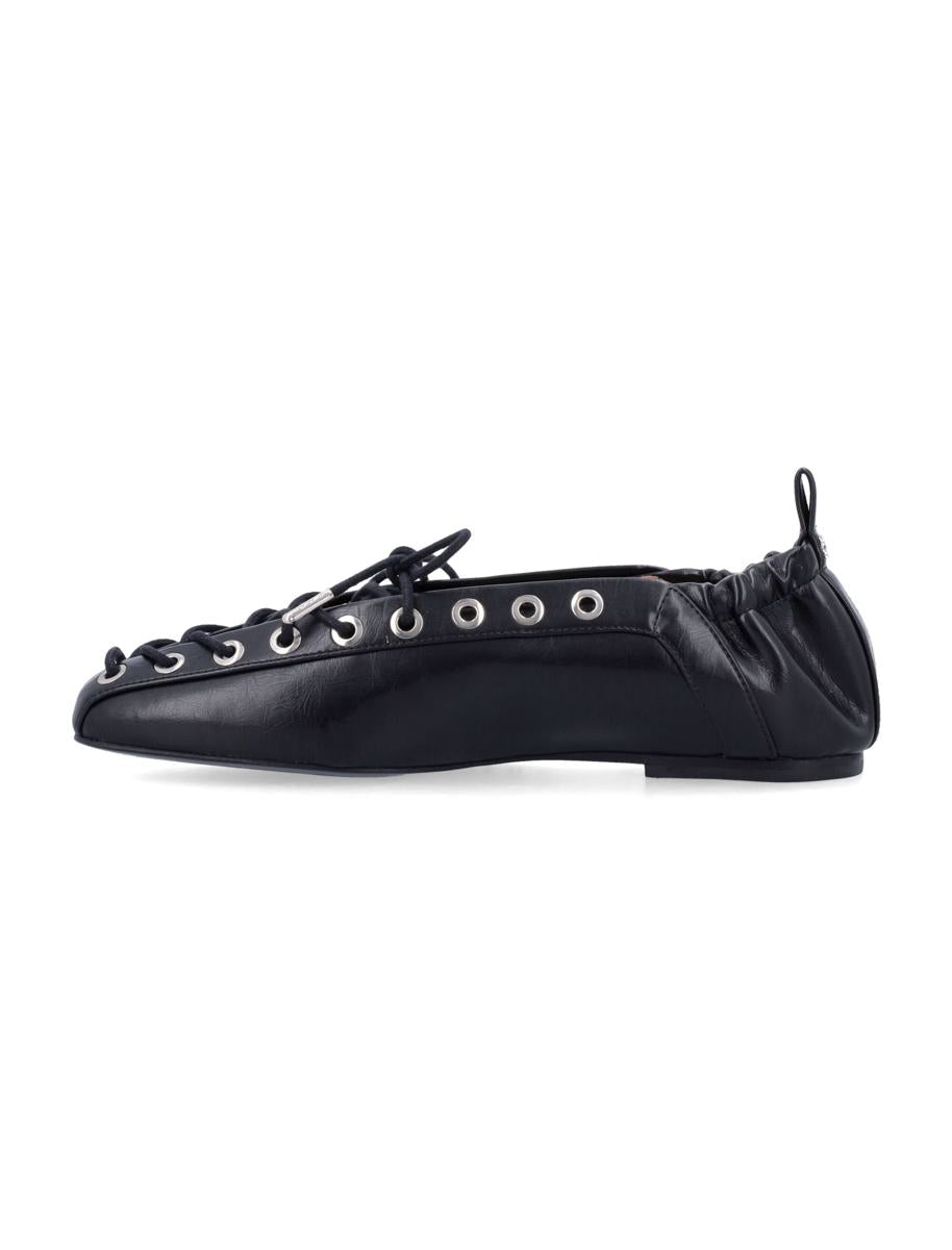 Ganni Oleatex Lace-Up Ballerinas