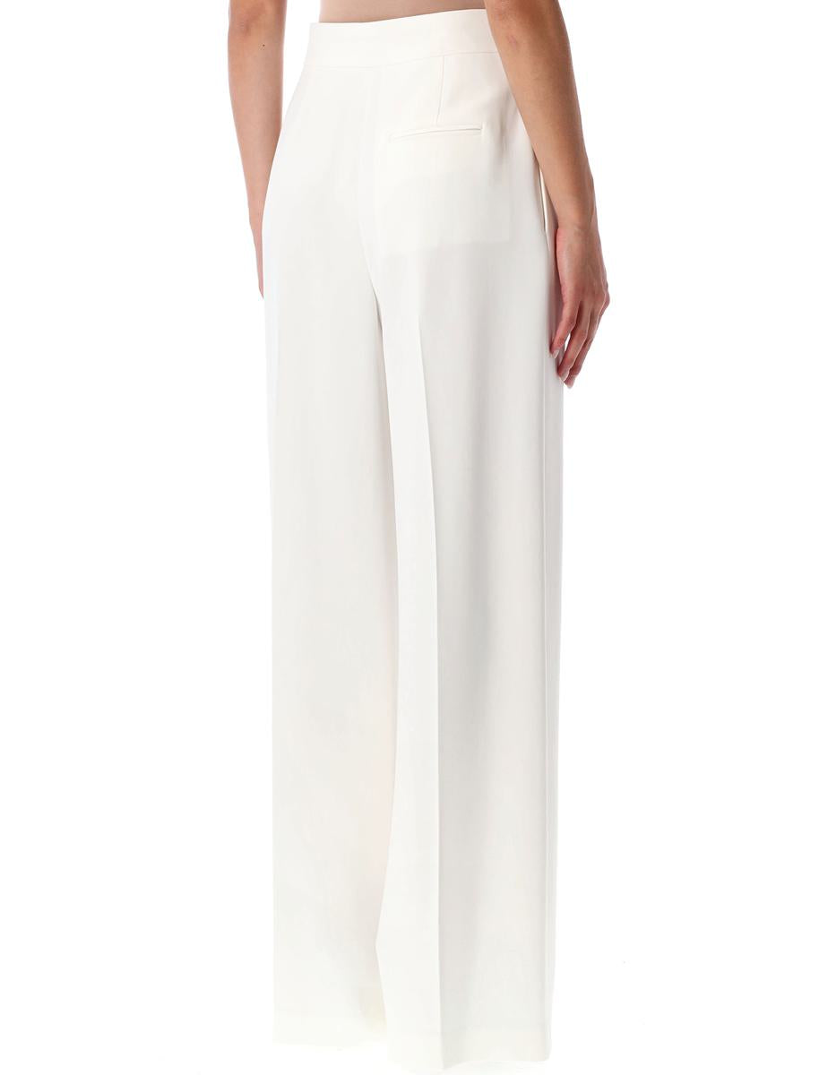 Alberta Ferretti White Wide-Leg Pleated Trousers
