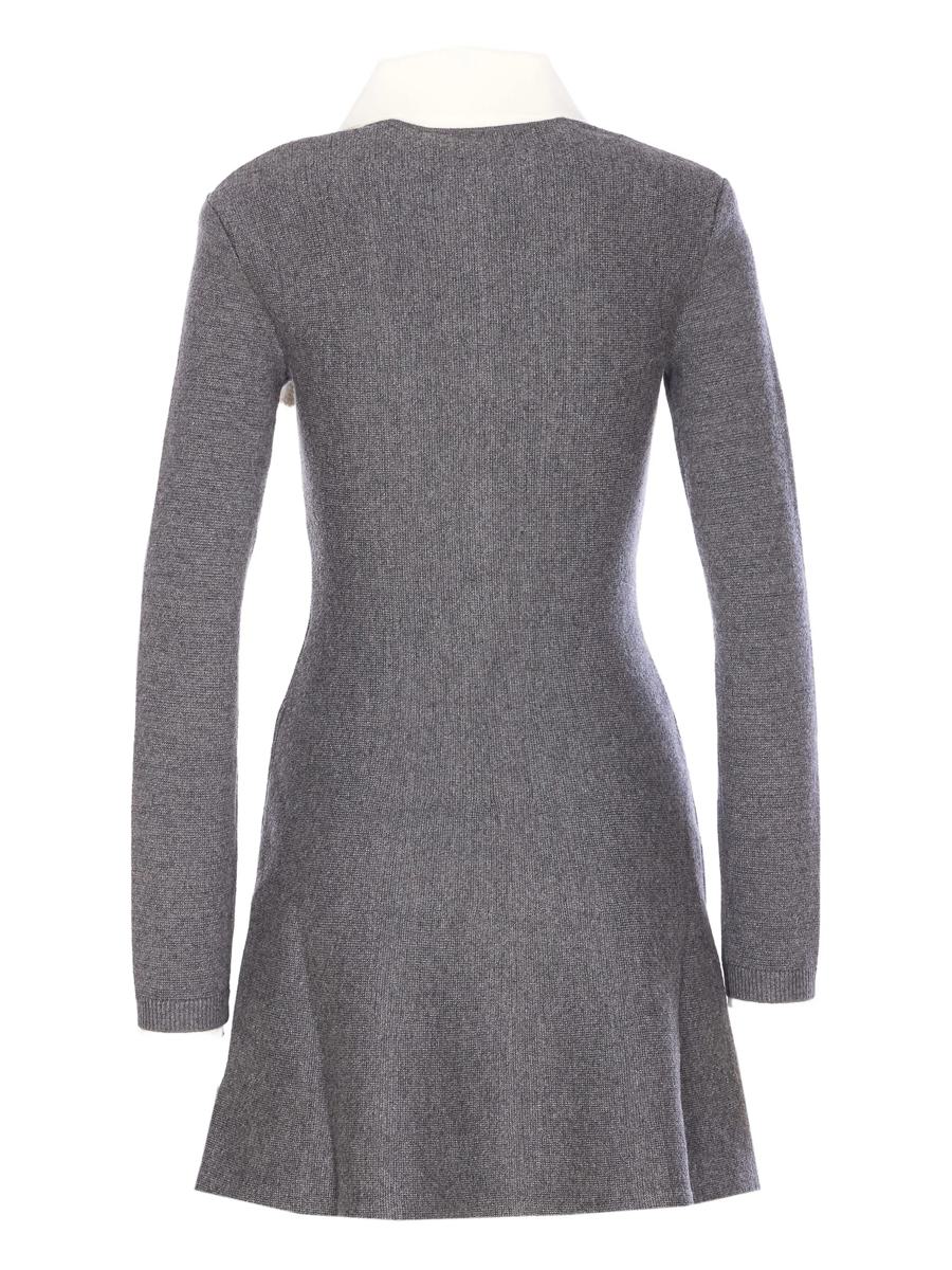 Self-Portrait Grey Crochet Flower Collared Knit Mini Dress Clothing