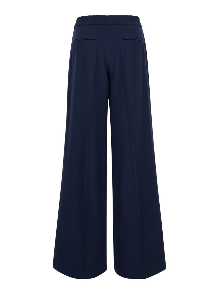 Blue Wide Leg Pants In Polyester Woman