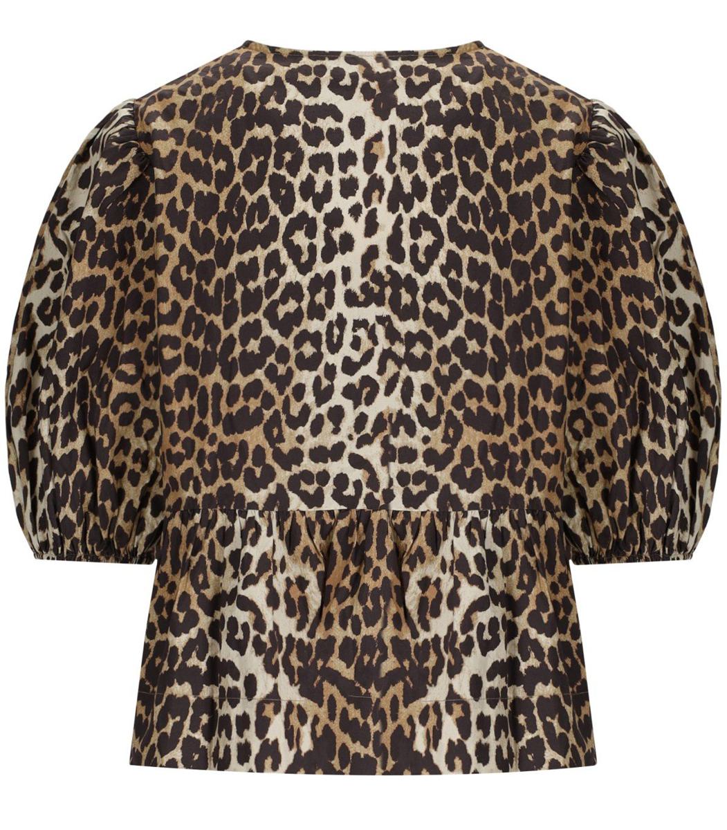Ganni Peplum Animal Print Blouse