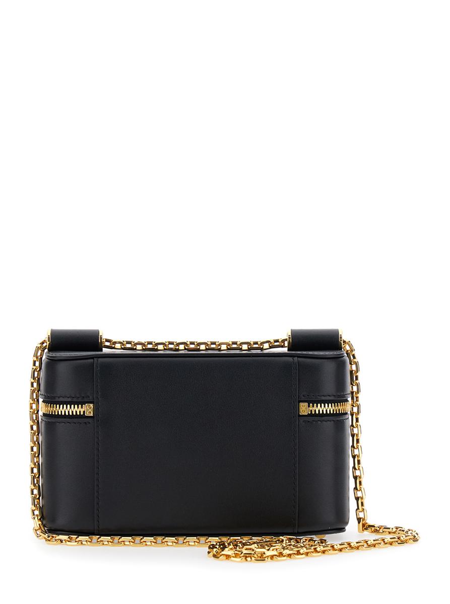 'Sicily Cube' Black Shoulder Bag With Logo Plaque On The Front And Double Zip In Leather Woman