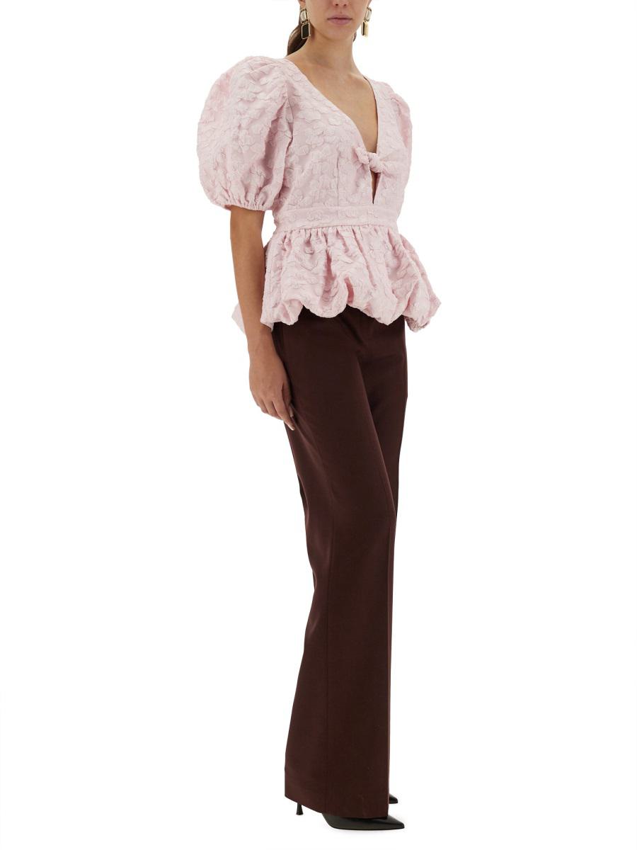 Rotate Birger Christensen Top With Puff Sleeves