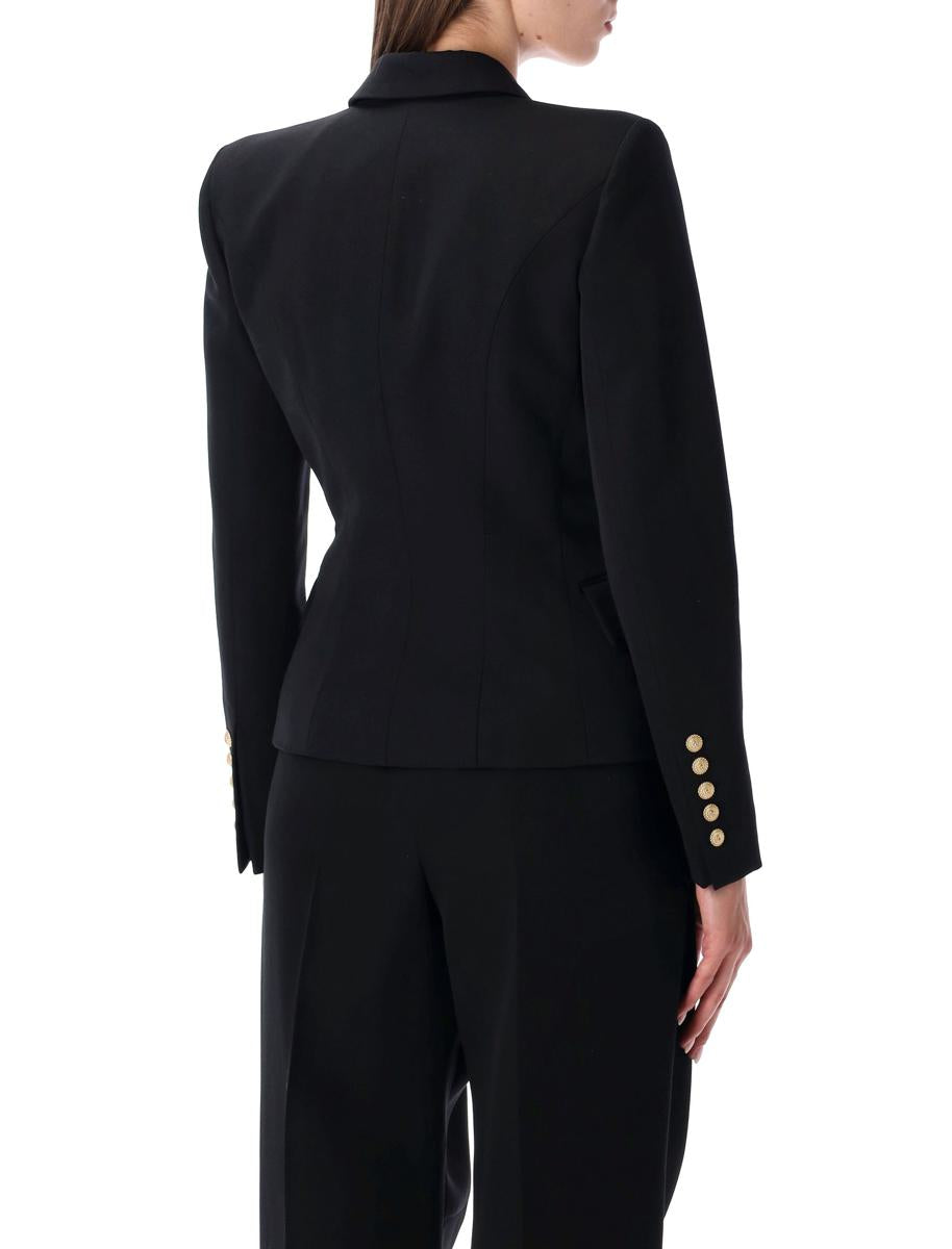 Balmain Black Grain De Poudre 6-Button Tailored Jacket