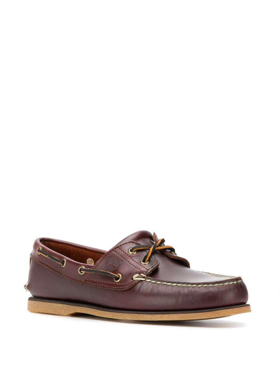 Classic Boat Loafers In Brown Leather Man