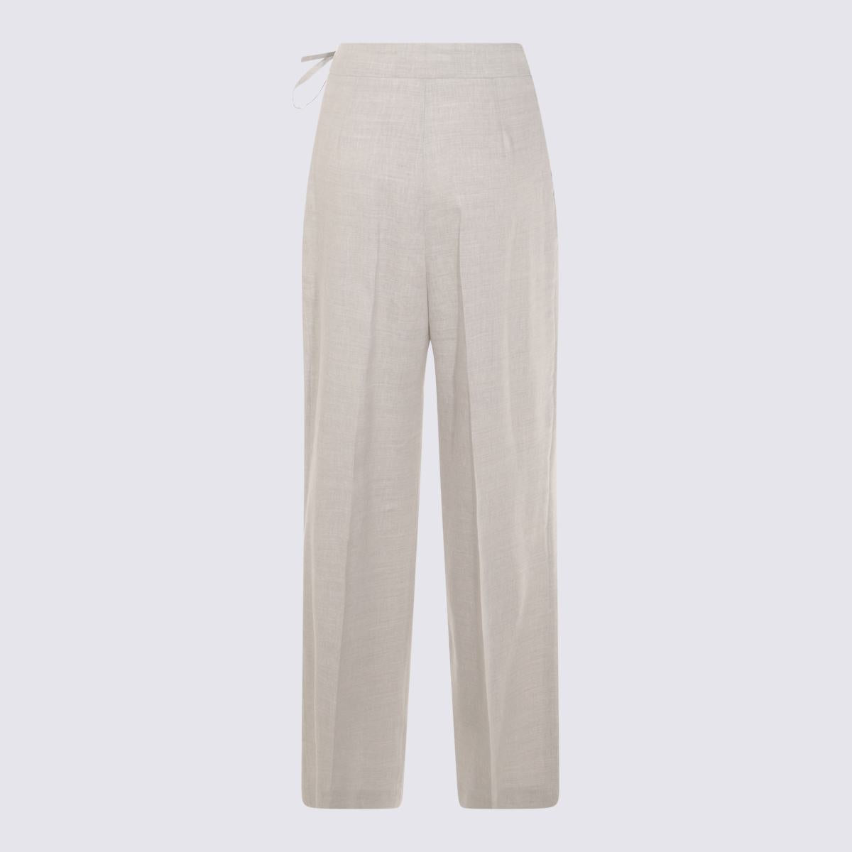 Eleventy Grey Linen And Wool Pants