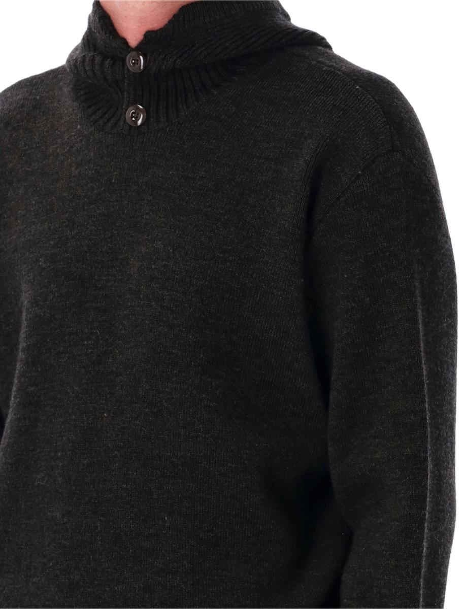 Lemaire Alpaca Wool Hooded Buttoned Sweater