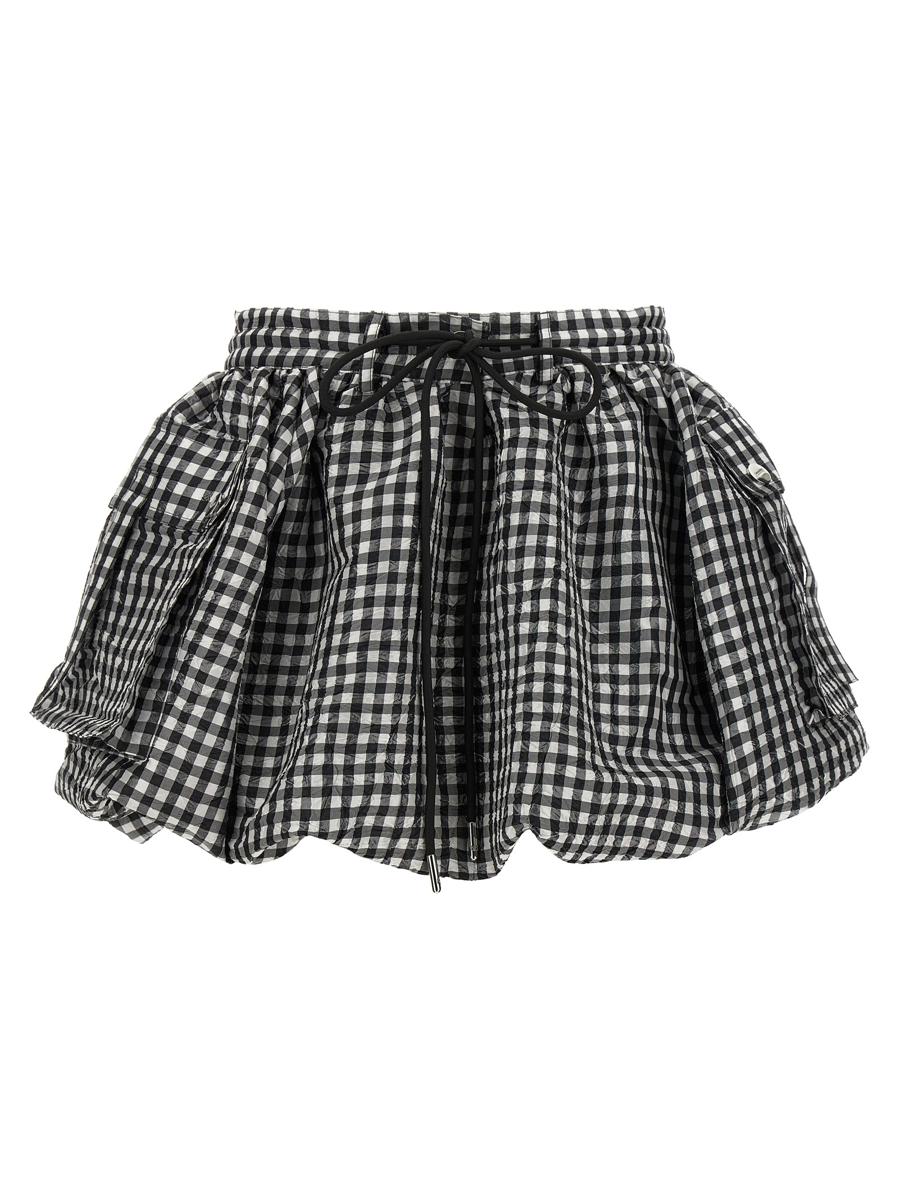 Ganni 'Crinkled Check Mini Bubble' Skirt