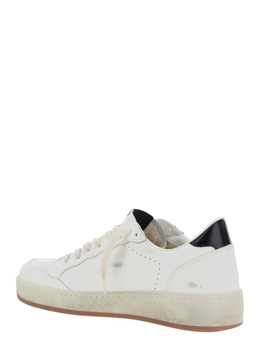 'Ballstar 2' White Low Top Sneakers With Star Patch On The Side And Laminated Heel In Leather Man