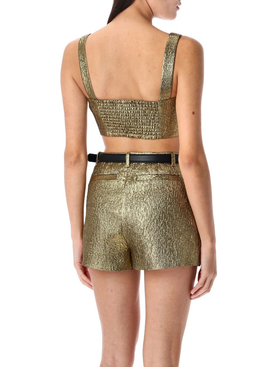 Self-Portrait Metallic Jacquard Crop Top