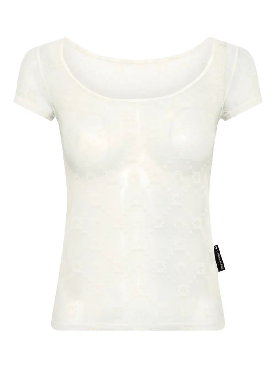 Marine Serre Recycled Mesh Flock Open Neck Top