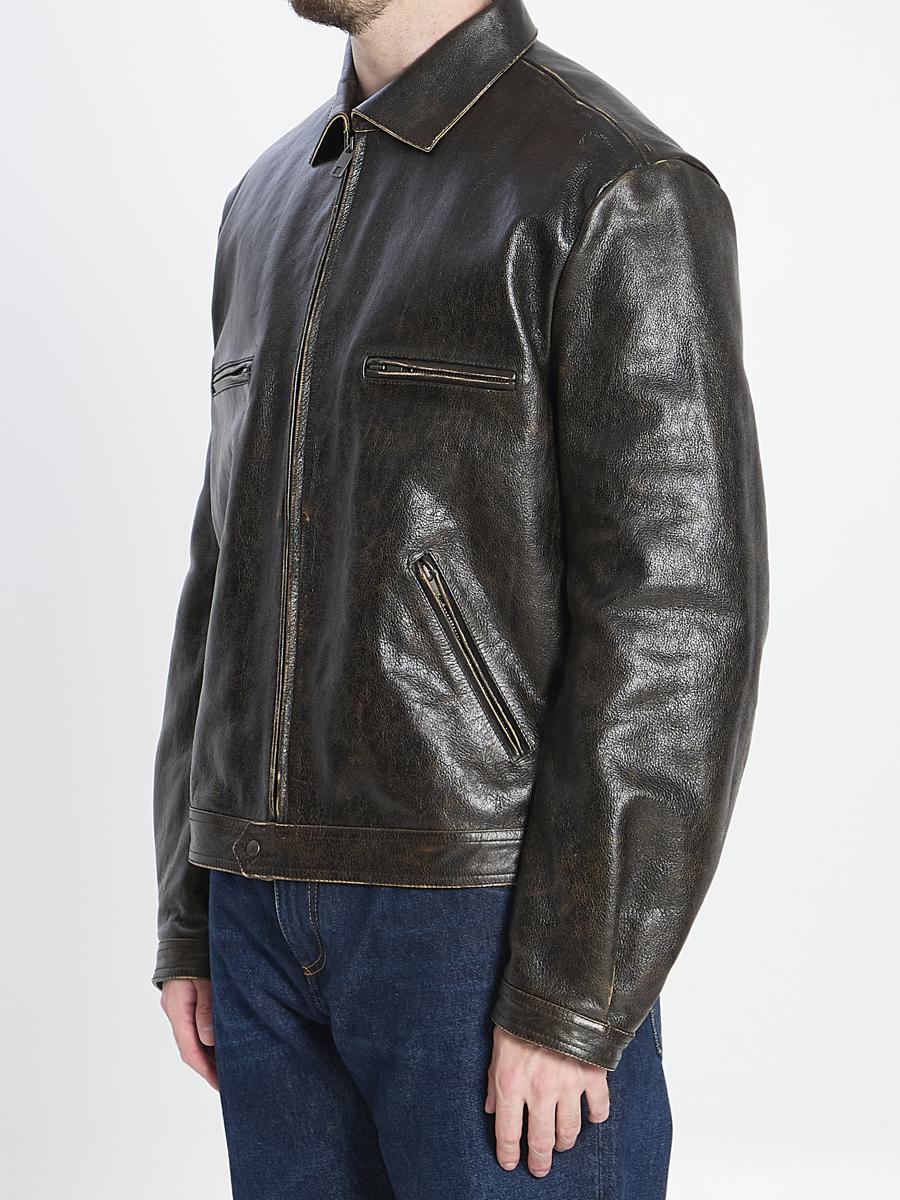 Bomber In Aged-Effect Leather
