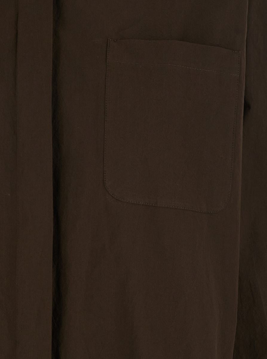 Brown Shirt With Classic Collar And Patch Pocket On The Chest In Cotton Woman