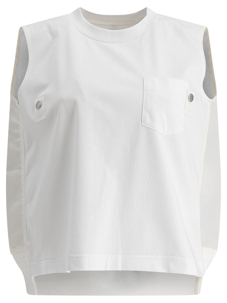 Sacai Cotton Jersey And Nylon Twill Tank Top