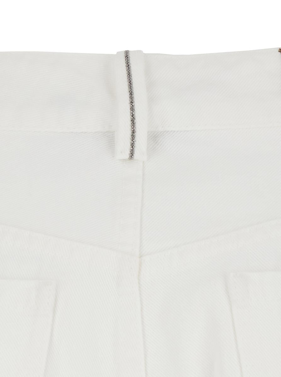 White Five-Pocket Patns With Logo Patch On The Back In Cotton Woman