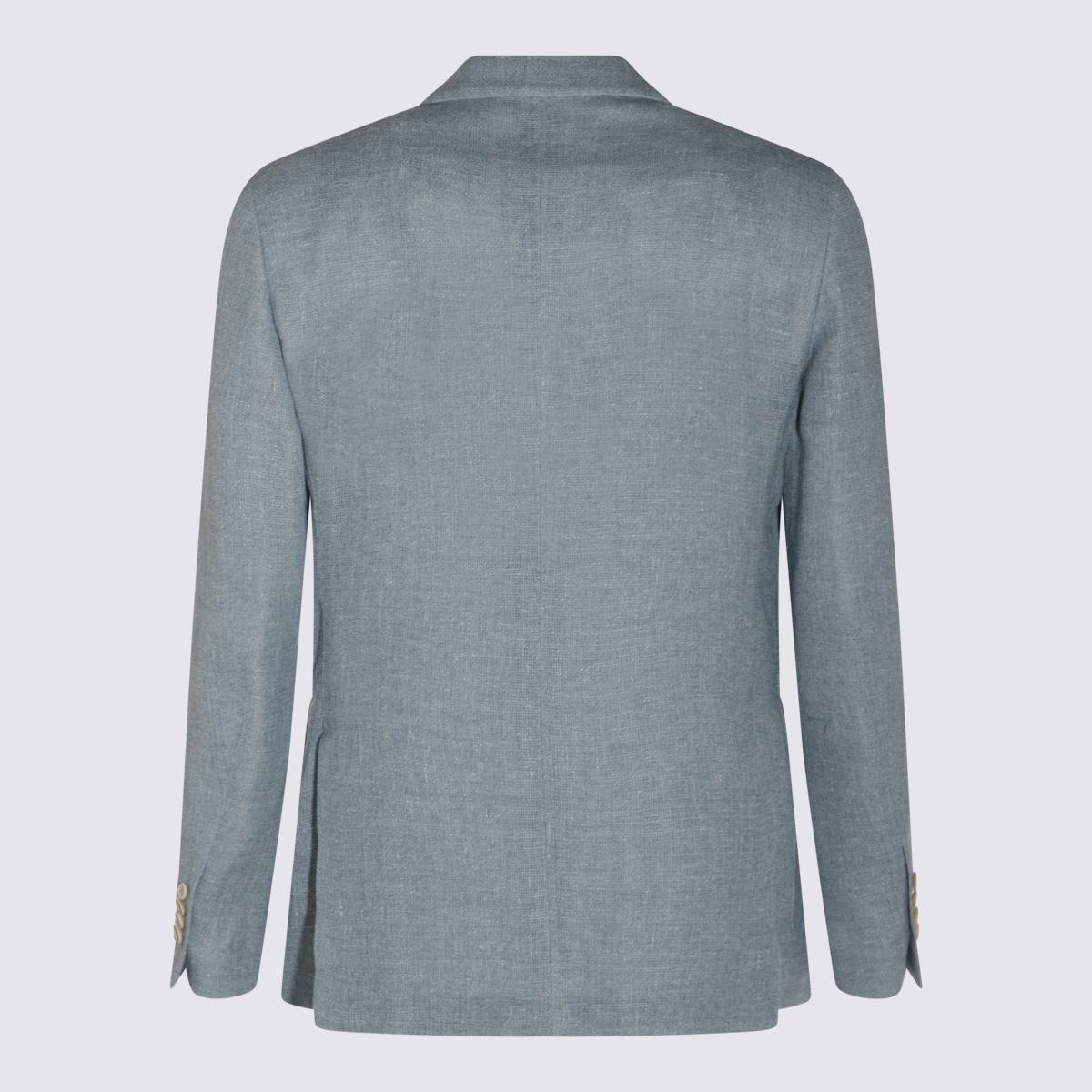 Lardini Light Blue Linen-Wool Blend Blazer