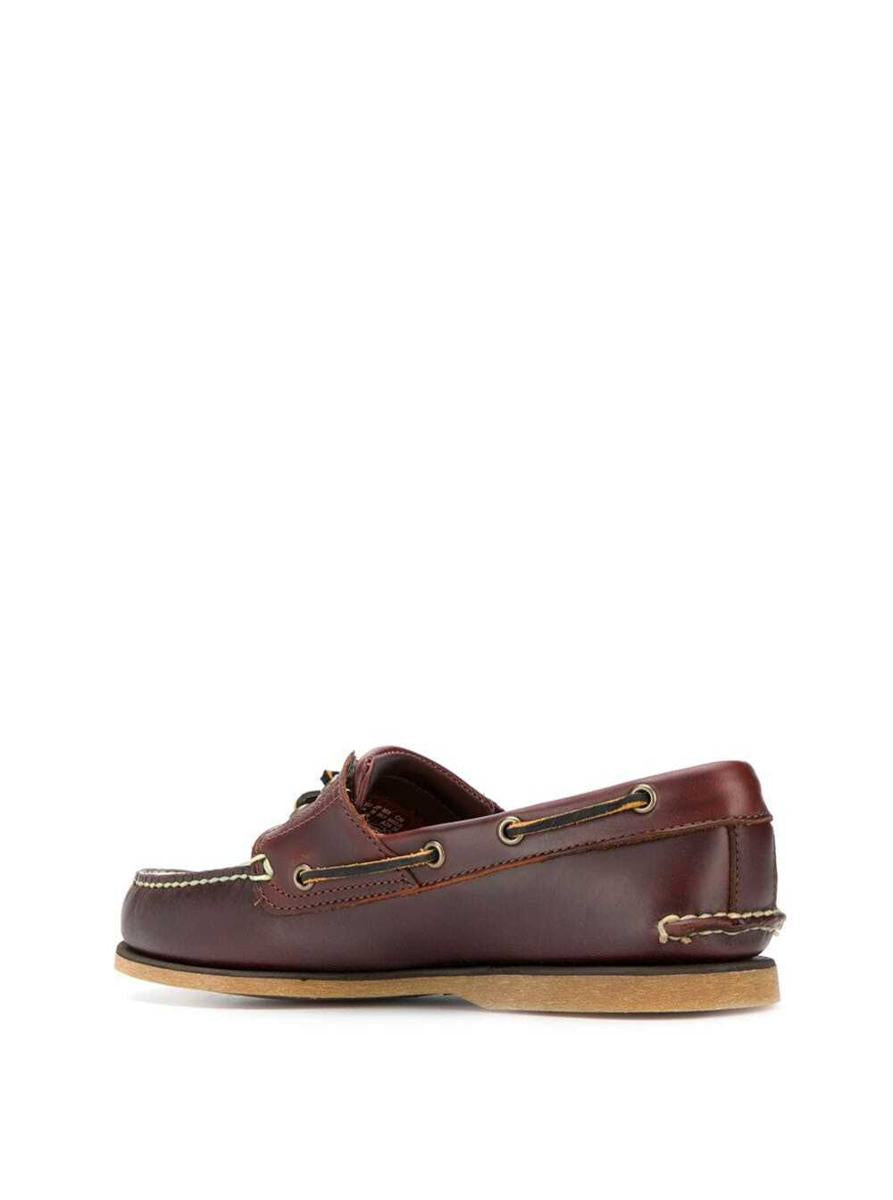 Classic Boat Loafers In Brown Leather Man