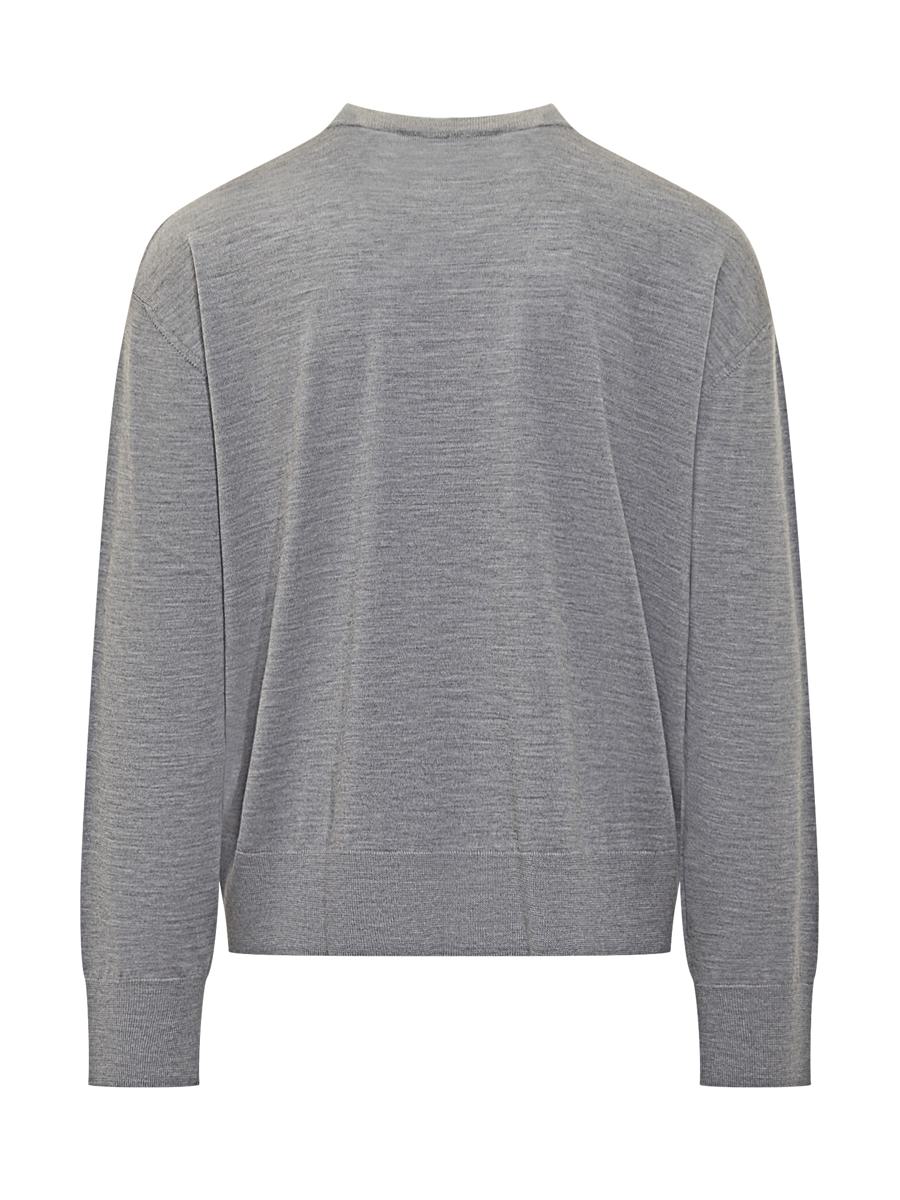 AMI Paris Grey Wool Crew Neck Sweater Ami Alexandre Mattiussi