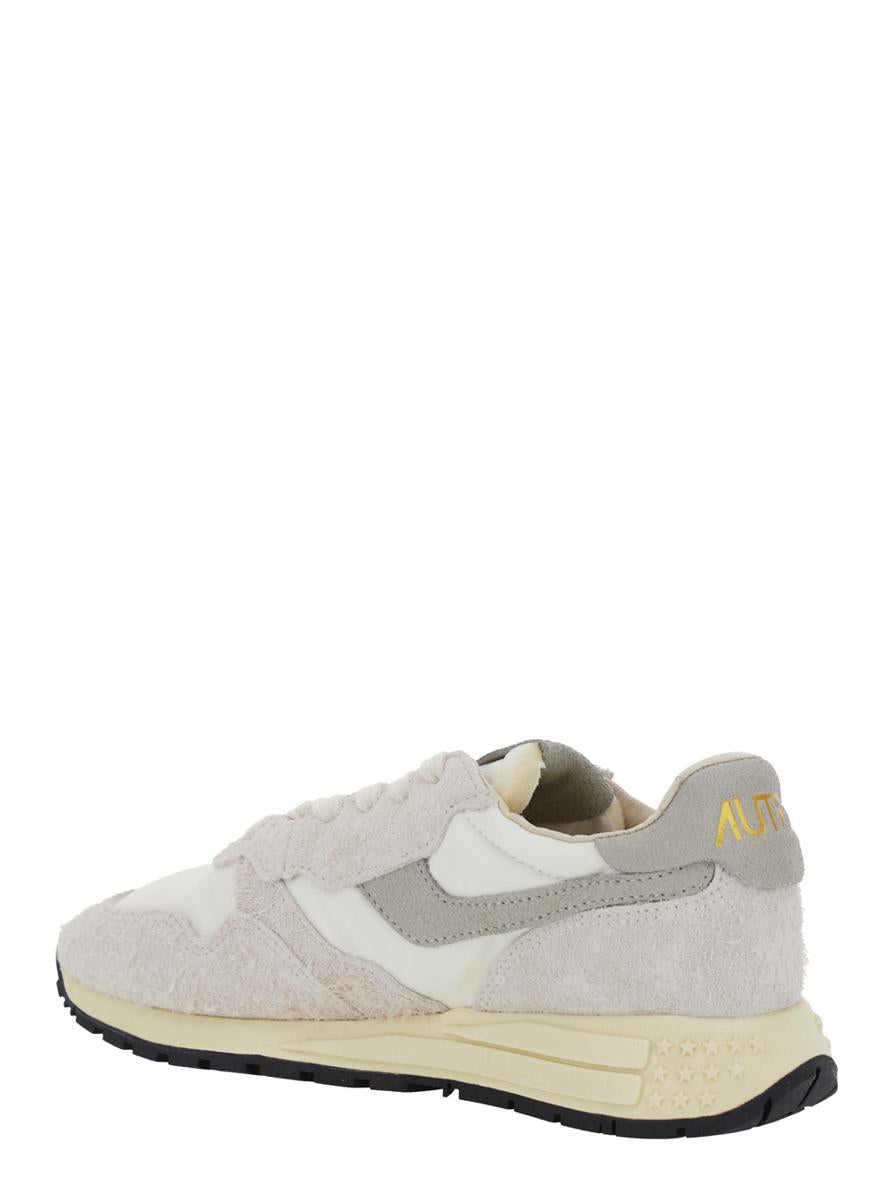 'Reelwind' Grey Low Top Sneakers With Logo Patch In Leather And Fabric Woman