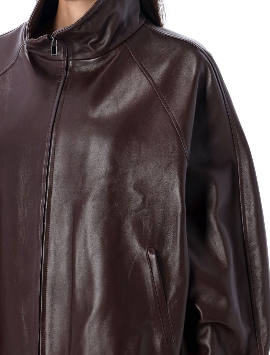 Magda Butrym Burgundy Leather Bomber Jacket