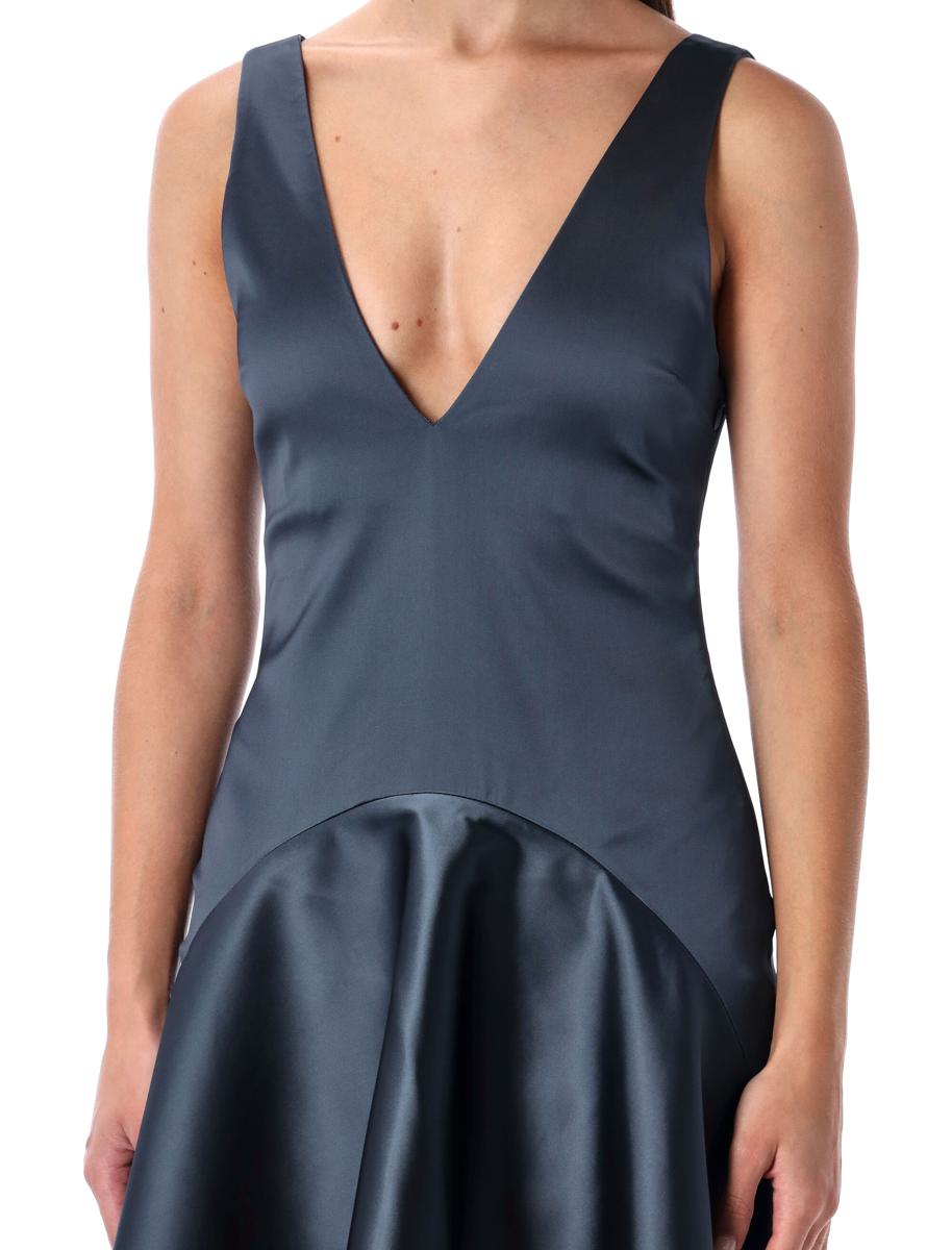 JW Anderson Steel Blue V-Neck Draped Mini Dress