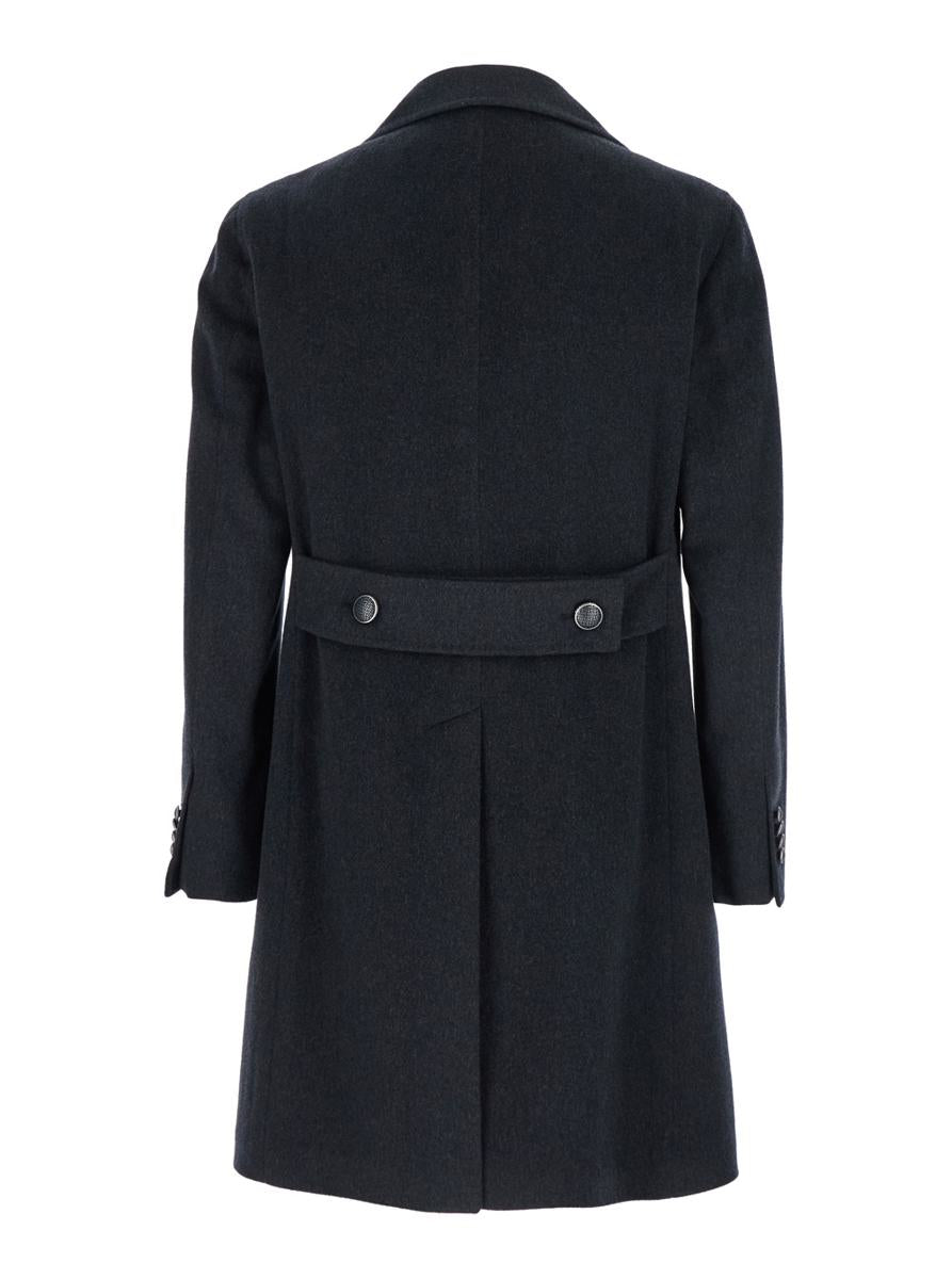 'Arden' Grey Double-Breasted Coat With Notched Revers In Wool And Cashmere Man