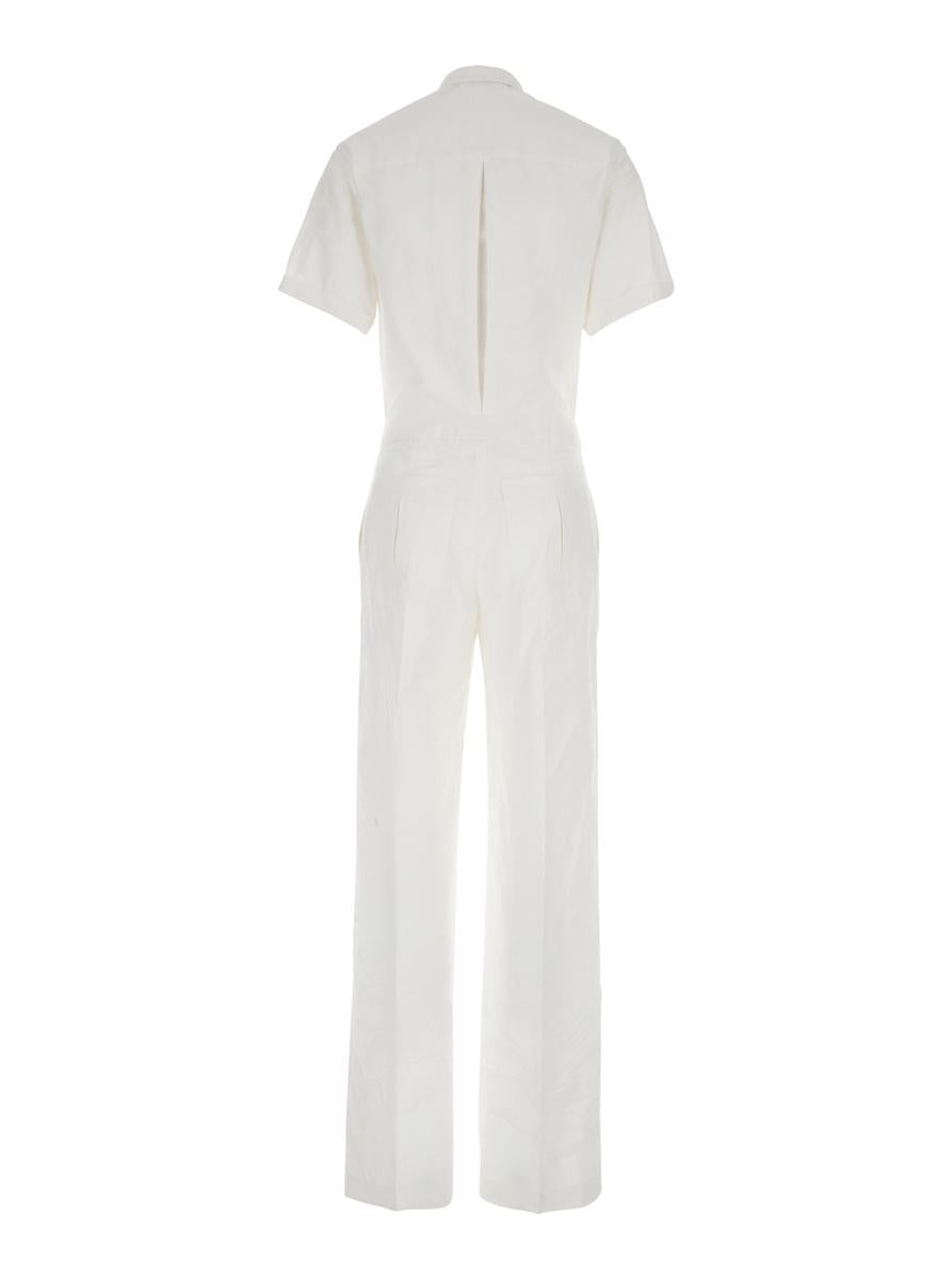 White Tracksuit With Patch Pockets On The Chest And Elastic Waist In Cotton Woman