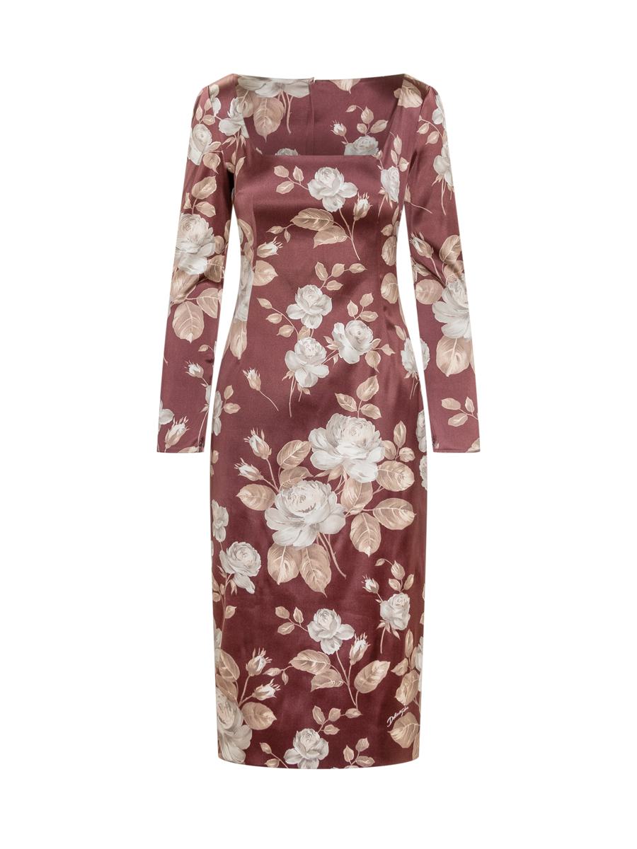 Dolce & Gabbana Dolce & Gabbana Flower Dress With Straight Neckline