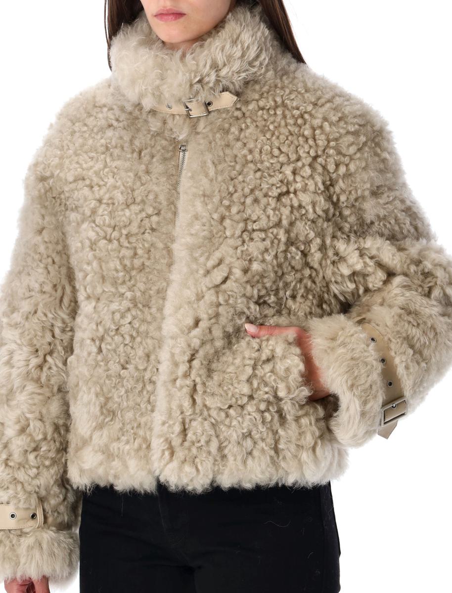 S.W.O.R.D 6.6.44 Beige Shearling Jacket With High Collar