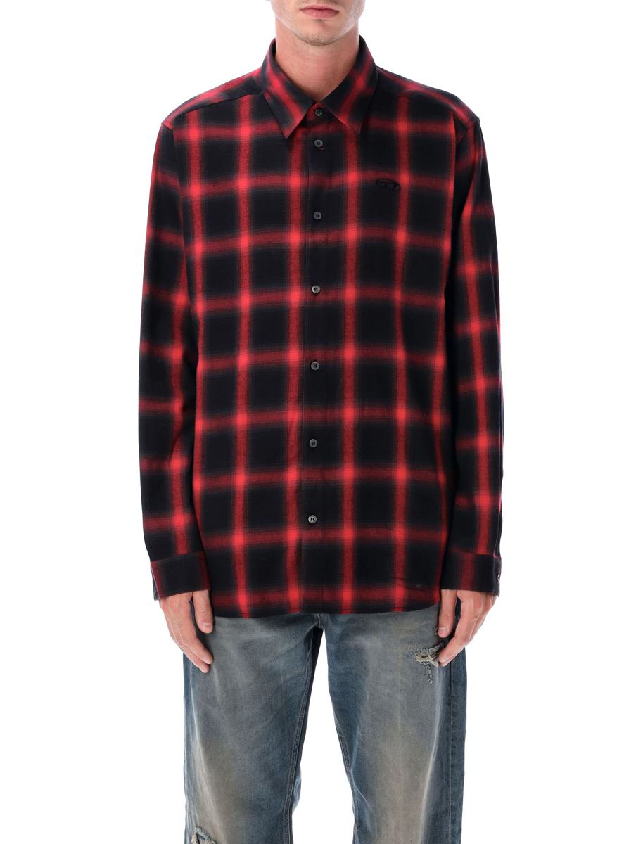 Diesel Checked Cotton-Viscose Shirt Red