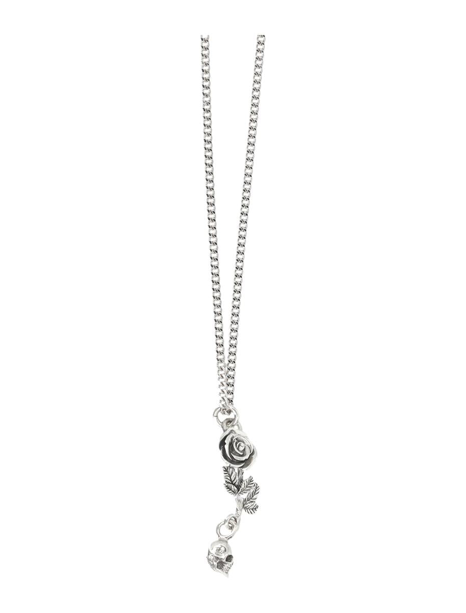 Emanuele Bicocchi Rose And Skull Pendant Necklace