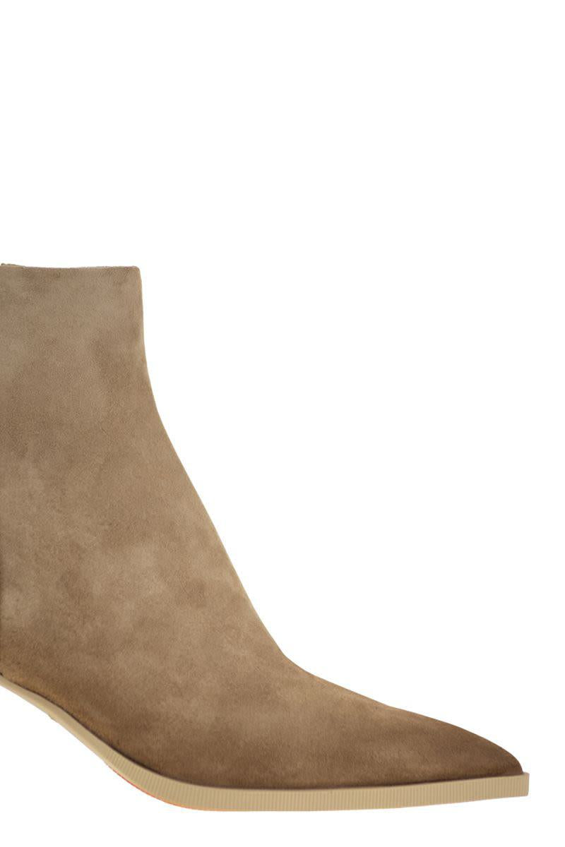 Santoni Mid-Heel Suede Ankle Boots