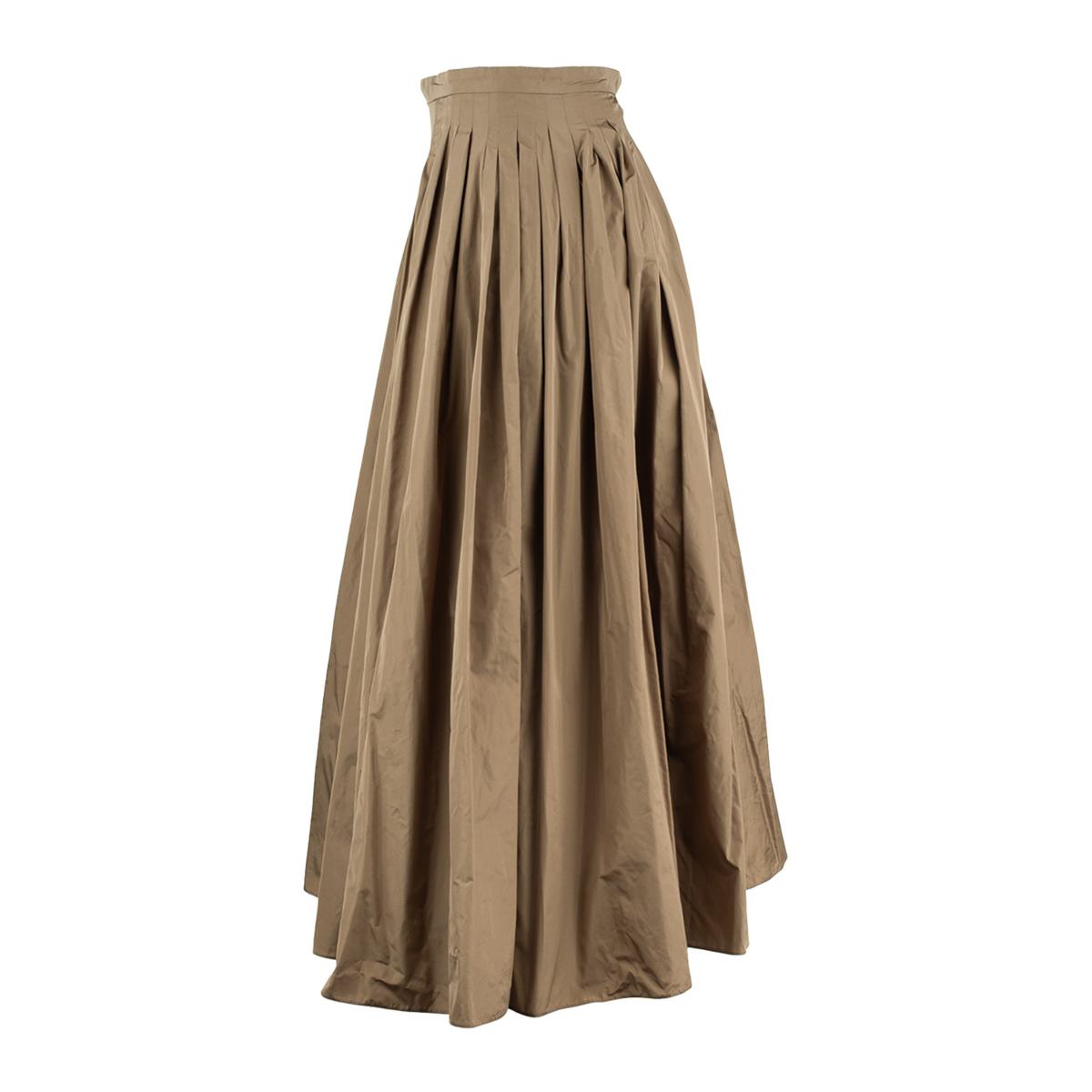 Max Mara Hazelnut Taffeta Pleated Skirt