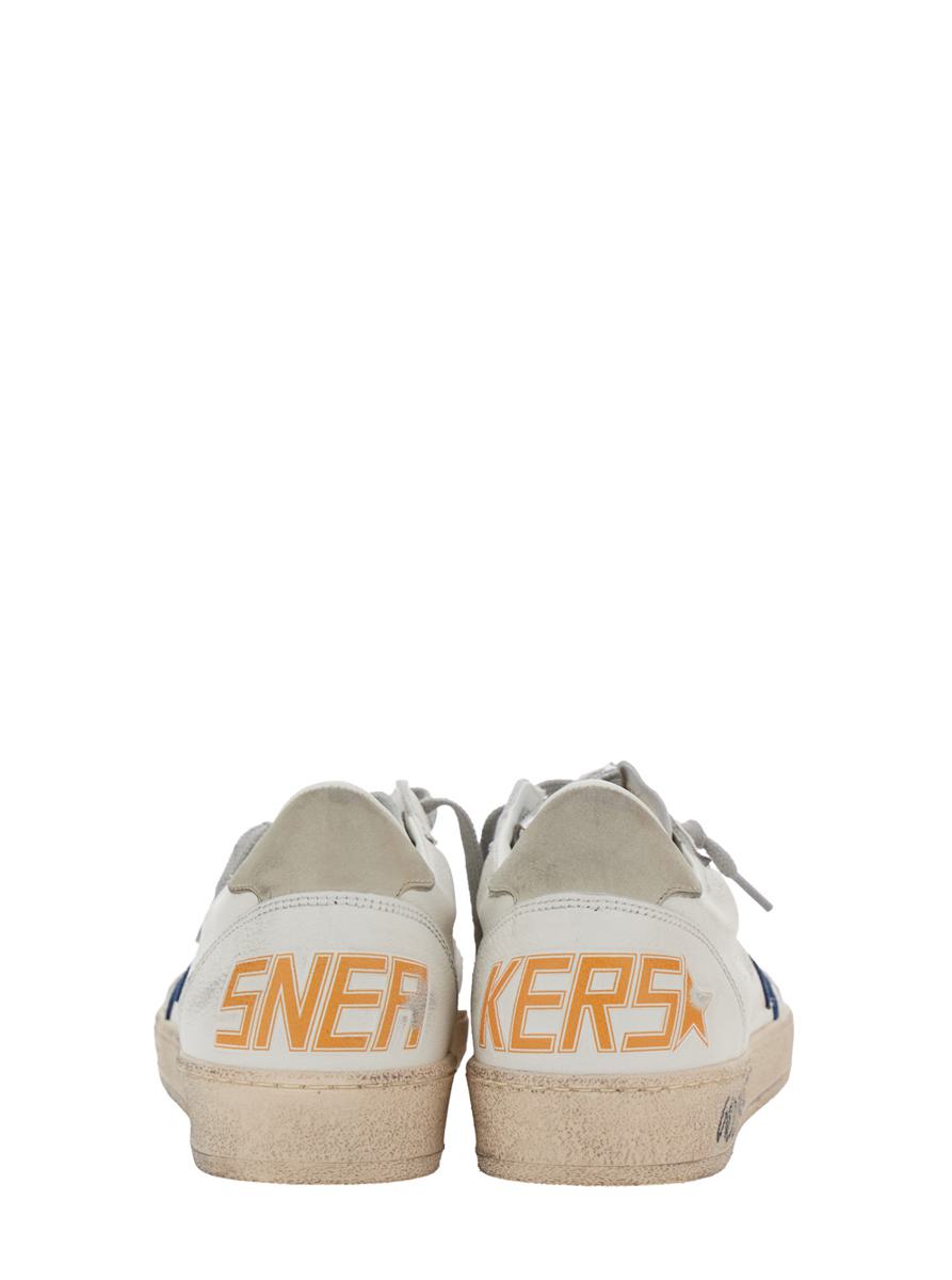 'Ballstar' White Low Top Sneakers With Star Patch On The Side And Maxi Lettering On The Rear In Leather Man