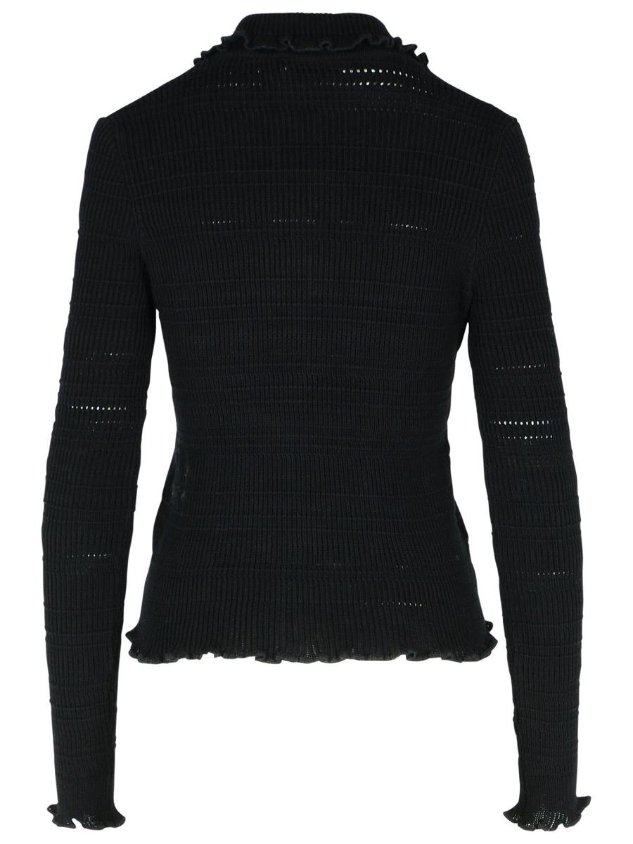 Lanvin 'Ribbed' Black Cotton Cardigan
