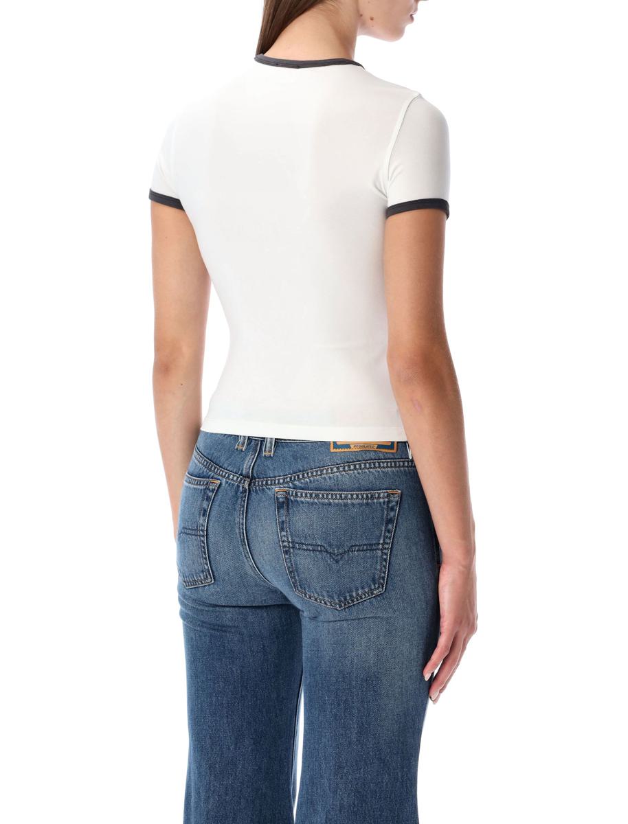 Diesel T-Uncuties-Long-R13 White Slim-Fit Cotton T-Shirt